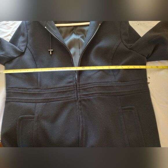 St John's Bay Black Wool And Cashmere Hooded Zip-Up Coat. Size Petite XL - Picture 4 of 5